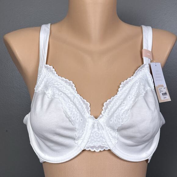 Cacique Unlined Demi Bra White Size 38C New NWT Underwire Cotton Blend - Picture 1 of 8